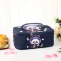 Cute cartoon panda insulated lunch bag portable rectangle bento box for students office - Navy Panda