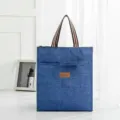 Waterproof denim student tote bag, stylish lunch box and document storage carrier for daily school use. - Blue Medium