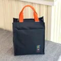 Color block multi-layer thickened tote bag, student tuition and commuter document bag. - 808 Black Pencil