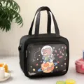 Sac isotherme noir avec imprimé d'ours de l'espace, sac bento imperméable pour le quotidien. - Ours qui Lit