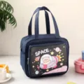 Sac isotherme bleu foncé avec joli motif d'ours, sac à lunch portable pour tous les jours. - Ours fusée bleu foncé