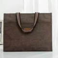 Brown canvas tote bag variant, durable student lunch bag and document organizer for daily use. - Brown Large