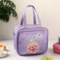 Sac à lunch isotherme violet avec joli motif d'ours, sac de pique-nique étanche et portable. - Ours Coeur Violet