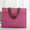 Pink student waterproof tote bag, lunch box bag and file document storage handbag for school. - Pink Large