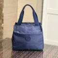 Blauw wit geruite geïsoleerde lunchtas draagbare canvas handtas thermische tote tas - 6088 geïsoleerd blauw