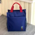 Multi-layer thickened student tote bag commuter document handbag with contrast color handles. - 808 Blue Pencil