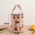Japanese style round insulated lunch bag for office workers, cute bear pattern bento box. - M / Pink Peter Rabbit