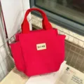 Rode canvas shopper tas, stijlvolle lunch bento handtas voor dames, casual draagbare momtas. - Rood