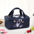 Cartoon isolat lunch bag rectangular bento box tote bag for students dark blue astronaut - Navy Astronaut