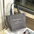 Korean style plaid casual commuter tote bag large capacity handbag for daily women - Small (9597) / Gray