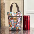 Schattige kat canvas handtas waterdichte tote bag voor waterfles paraplu sleutels telefoon. - 9589 groene kat