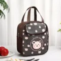 Insulated lunch bag cute bear print portable thermal bento tote bag for office and school. - Coffee Happy Bear