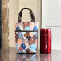 Waterdichte cartoon beer handtas, draagbare waterfles tas en praktische lunchtas voor dagelijks gebruik. - 9589 kleurrijke grote berenkop