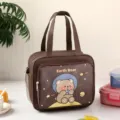 Sac à lunch isotherme épaissi avec joli imprimé d'ours, sac à main bento imperméable. - Ours de l'espace marron
