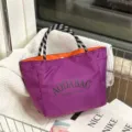 Elegante paarse canvas tote tas met oranje voering, grote casual handtas voor dagelijks gebruik. - Klein (3016) / Paars