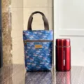 Waterproof portable cartoon fish pattern lunch bag handbag cup bag for daily use and travel storage - 9589 Blue Little Fish