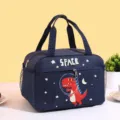 Cartoon waterproof insulated lunch bag for kids, large capacity portable bento handbag. - Space Dinosaur