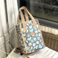 Leuke isolerende lunchtas met schattige dierenprint, waterdichte canvas bentotas. - Cyan Elephant