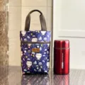 Waterproof cartoon owl handbag insulated water cup bag portable lunch storage tote bag women - 9589 Blue Owl