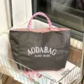 Japanese minimalist letter large-capacity tote bag, stylish grey commuter handbag for women. - Large (3017) / Gray