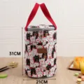 Japanese style round lunch bag insulated portable bento handbag for office student daily meal carry - L / Japanese Lucky Cat