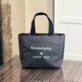 Korean minimalist black grid tote bag large capacity casual commuting handbag for women - Large (9598) / Black