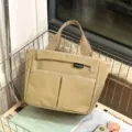 Khaki multi-pocket geïsoleerde lunchtas, waterdichte draagbare bento handtas voor forens. - 2519 Kaki