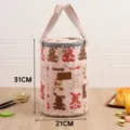 Japanese round insulated lunch bag for office workers student bento tote thick aluminum foil bucket - L / Pink Peter Rabbit