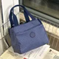 Blauw geruite geïsoleerde lunchtas, draagbare bento tas met brede bodem voor forenzen. - 6088 gevoerd blauw