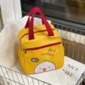 Schattige canvas geïsoleerde lunchtas geel thermische bento handtas voor studenten - 507 Geel eendje