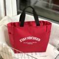 Minimalistische Oxford stoffen lunchtas grote capaciteit rode handtas forensentas shopper - Grote Rode Letter Stijl / Rood