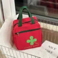 Borsa termica per pranzo in tela per adulti e bambini, borsa portatile rossa per picnic. - 507 Quadrifoglio rosso