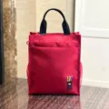 Bright red multi-layer thickened tote bag student tutoring and document bag with mesh pockets - 808 Red Pencil