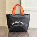 Kontrastfarbene Oxford-Stoff-Lunchtasche, große Kapazität Pendler-Handtasche mit Griffen. - S / Alphabet / Grau