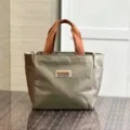 Oxford-Stoff Lunchtasche kontrastfarbene Tote lässige Pendler Handtasche große Kapazität - S / Etikettenschild / Khaki
