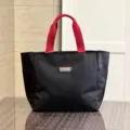 Oxford Stoff farbblockierte Lunch-Tasche, stilvolle einfache große Pendler Handtasche. - L / Etikettenschild / Schwarz