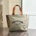 Oxford Stoff Lunchtasche grosse Kapazitaet Pendler Handtasche minimalistischer Stil - L / Alphabet / Khaki