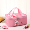 Pink cartoon rabbit insulated lunch bag, portable bento box storage container for students. - Pink Rabbit