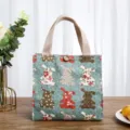Canvas lunchtas met schattig konijnenprint, draagbare waterdichte tas voor kantoor en school. - Vintage Konijn