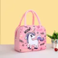 Cute unicorn insulated lunch bag for kids and women, portable thermal bento meal box tote. - Pink Unicorn