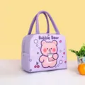 Purple cartoon Bubble Bear lunch bag, cute insulated boba bear design portable handbag. - Purple Milk Tea Bear