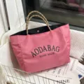 Pink large capacity canvas tote bag shoulder bag casual daily shopping commuter bag - Large (3017) / Watermelon red