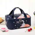 Cartoon insulated lunch bag for students, rectangular portable bento thermal food storage pouch - Stargazing Astronaut