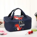 Blue cartoon dinosaur insulated lunch bag, portable rectangle bento box handbag for students. - Space Dinosaur