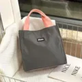 Minimalist color-block large lunch bag, stylish handbag for daily commute and outdoor use. - Gray