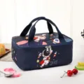 Insulated lunch bag with cute astronaut pattern, portable thermal box for school or office work. - Cosmic Superhero