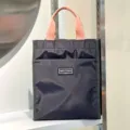 Large color-block lunch tote bag, stylish insulated handbag for office work and daily school use. - With Cup Holder / Gray