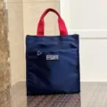 Blauwe en rode canvas lunchtas geïsoleerde draagtas handtas bento tas stijlvolle opbergpouch - S / Blauw