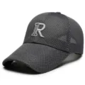 Summer breathable mesh baseball cap with stylish 3D letter embroidery for outdoor sun protection. - Adjustable / Dark Gray