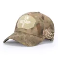 Tactical camouflage baseball cap for outdoor sports hiking and sun protection with morale patch - Dark Beige